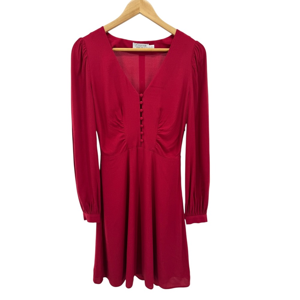 Y2K & Other Stories‎ Red Button Front Mini Dress Long Sleeve LA Atelier Size 4